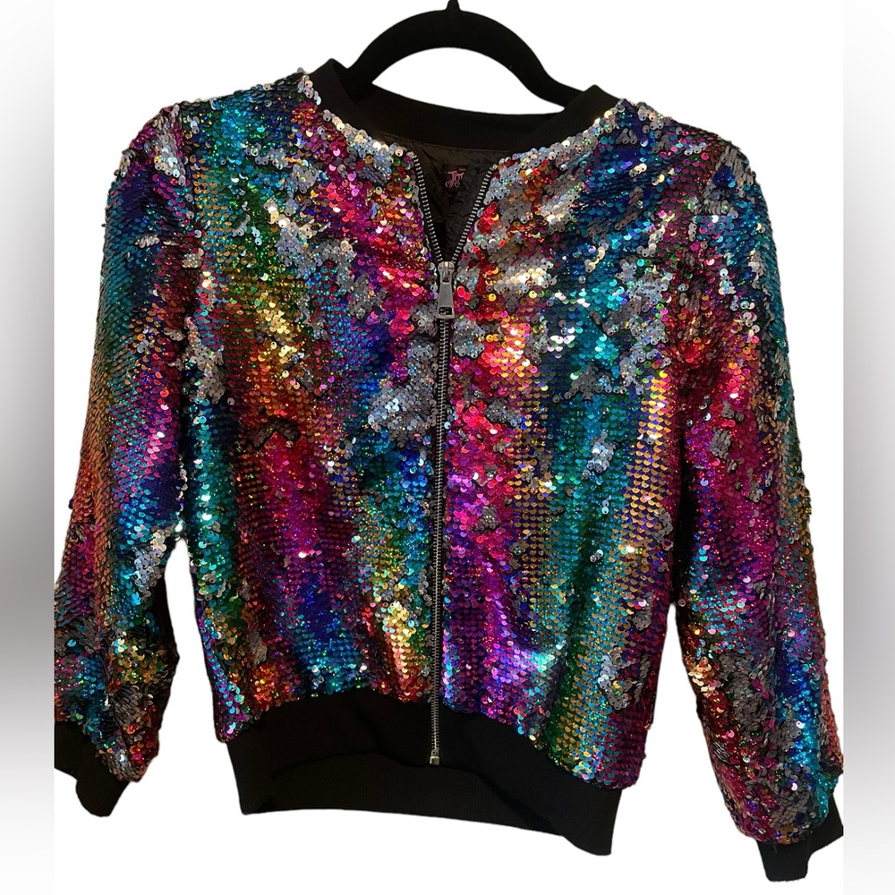 Jojos’s Closet EUC sequin Bomber Jacket Size 10/12